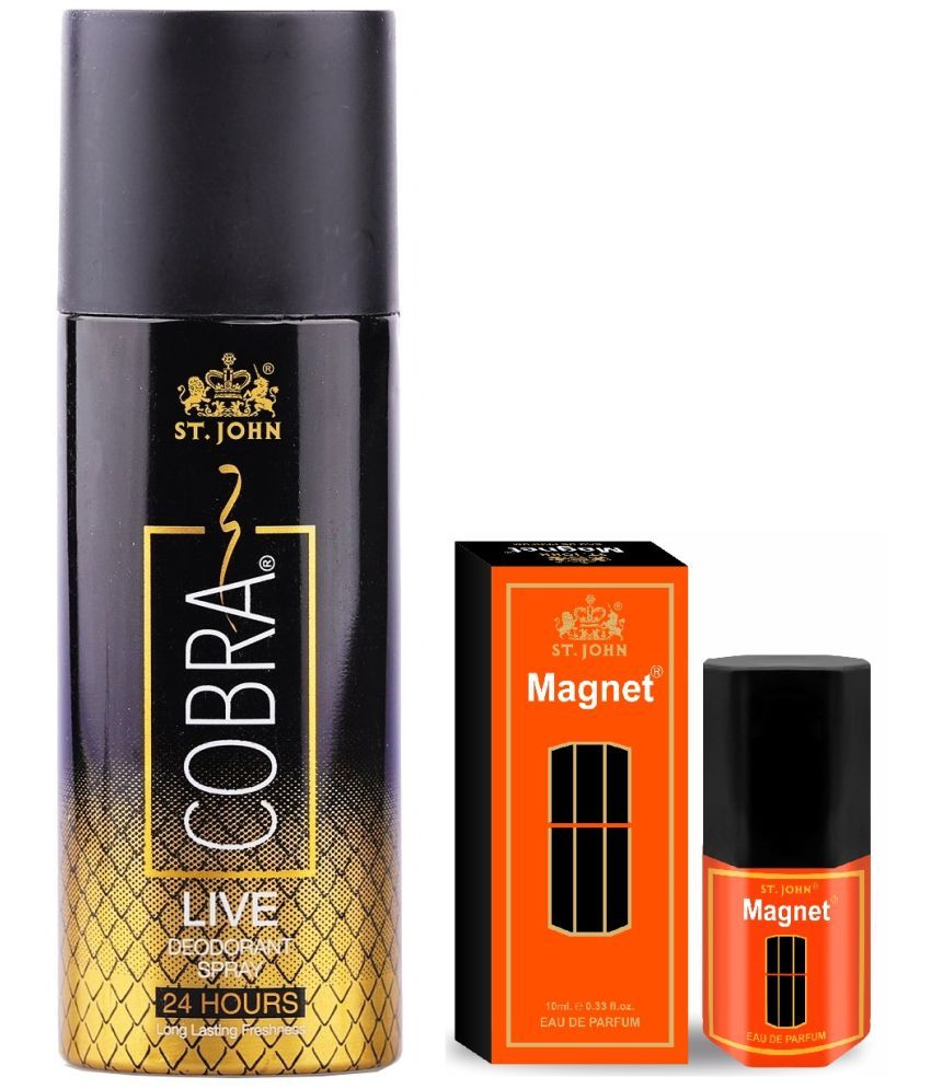     			ST.JOHN Cobra Live 150ml & Magnet 10ml Deodorant Spray & Perfume for Men (160ml)- Pack of 2