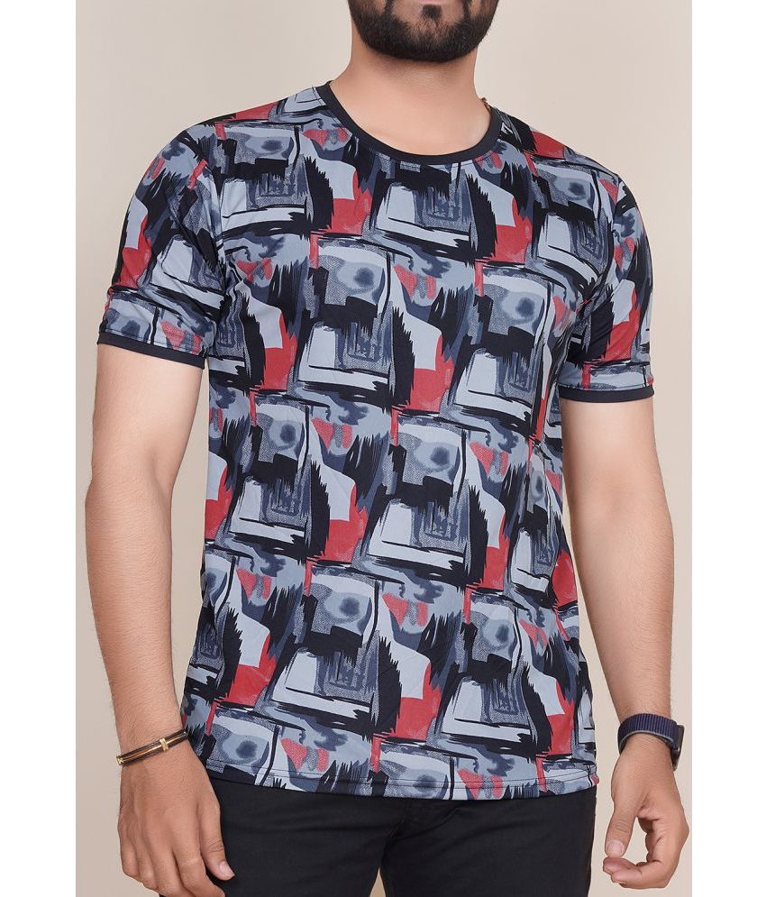     			happy khajana Polyester Regular Fit Printed Half Sleeves Men's T-Shirt - Grey ( Pack of 1 )