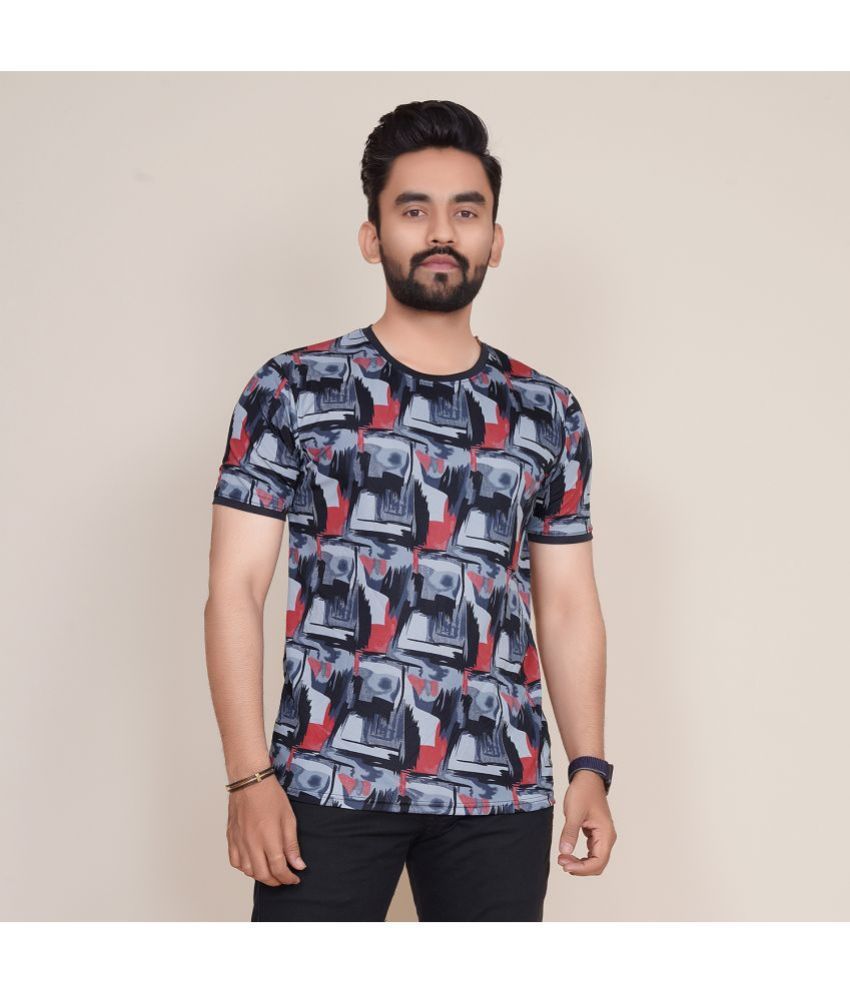     			happy khajana Polyester Regular Fit Printed Half Sleeves Men's T-Shirt - Grey ( Pack of 1 )