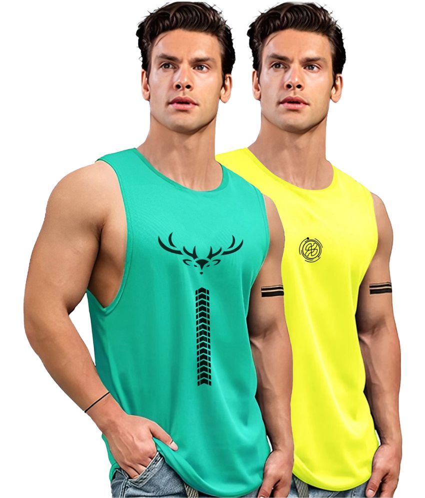     			AUSK Pack of 2 Polyester Gym Vest For Men ( Green )