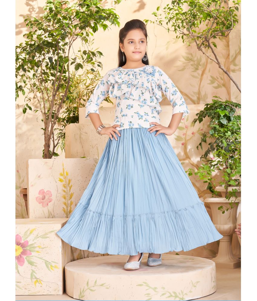     			Aarika Pack of 1 Girls Crepe Top With Skirt ( Blue )