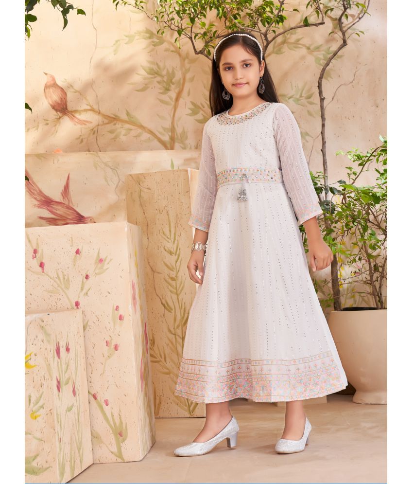     			Aarika Cream Georgette Girls Fit And Flare Dress ( Pack of 1 )