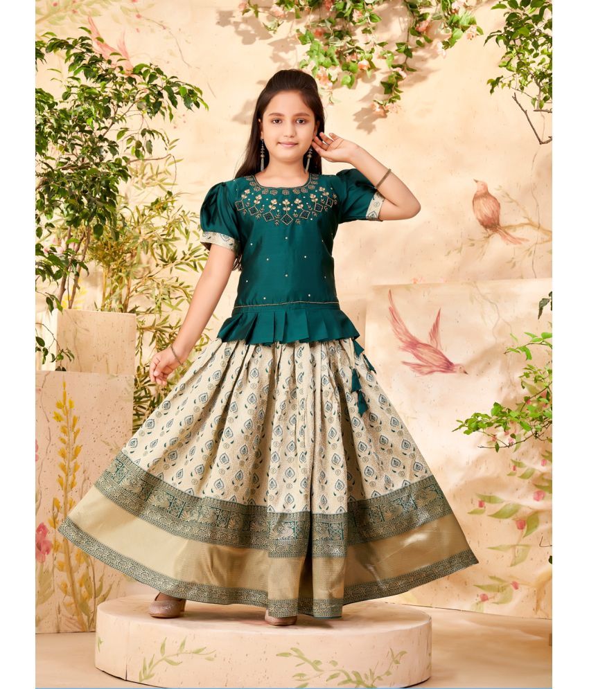     			Aarika Silk Lehenga Skirt For Girls ( Pack of 1 , Dark Green )