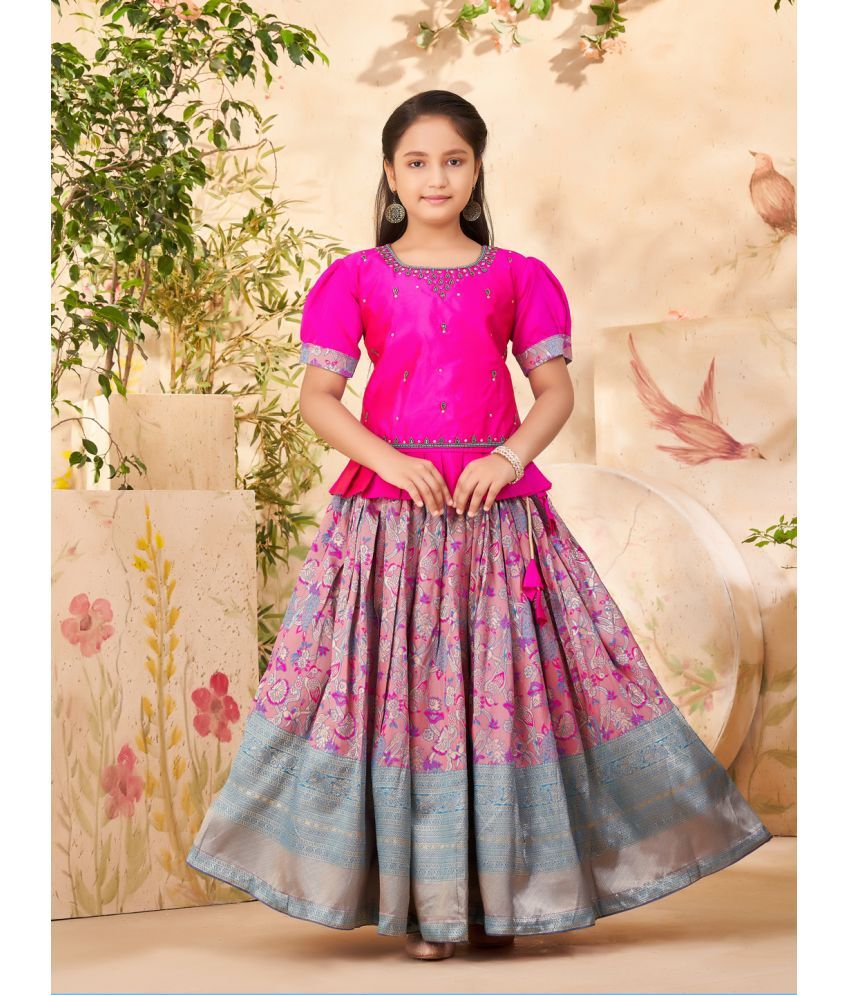     			Aarika Pink Silk Girls Lehenga Skirt ( Pack of 1 )