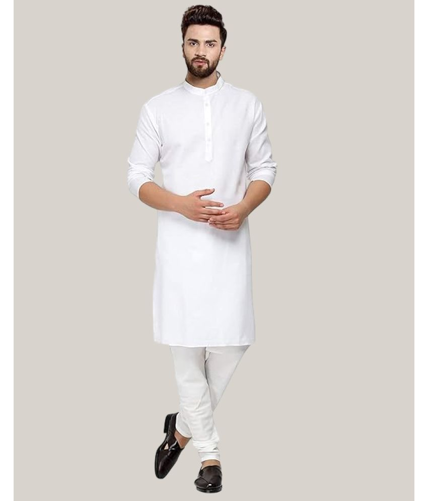     			Balaji's White Cotton Blend Regular Fit Men's Kurta Pyjama Set ( Pack of 1 )