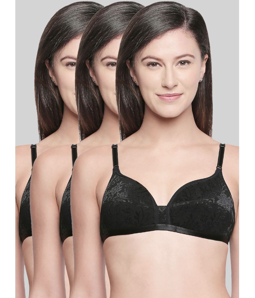     			Bodycare Black Cotton Lightly Padded Women's T-Shirt Bra ( Pack of 3 )