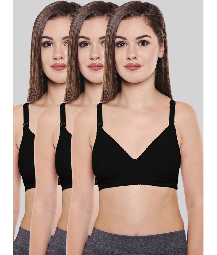     			Bodycare Black Cotton Non Padded Women's Everyday Bra ( Pack of 3 )