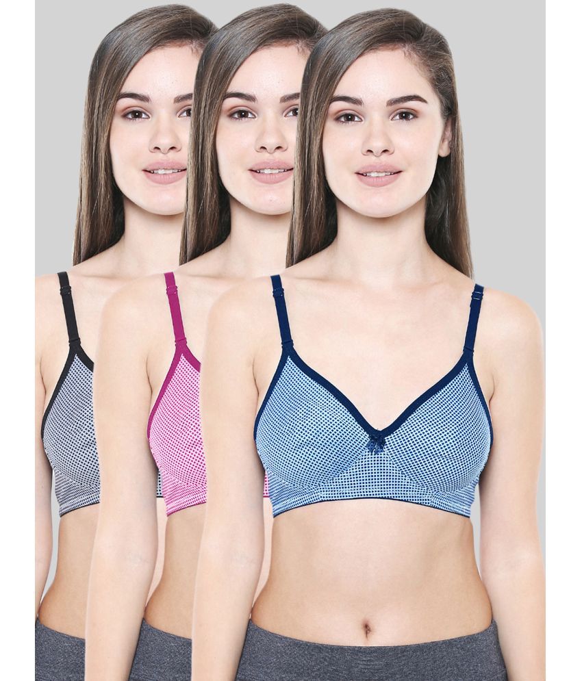     			Bodycare Multicolor Cotton Blend Non Padded Women's Everyday Bra ( Pack of 3 )