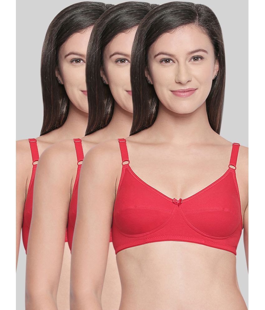     			Bodycare Red Cotton Blend Non Padded Women's Everyday Bra ( Pack of 3 )