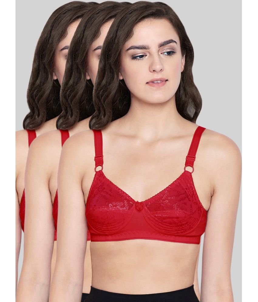     			Bodycare Red Cotton Non Padded Women's Everyday Bra ( Pack of 3 )