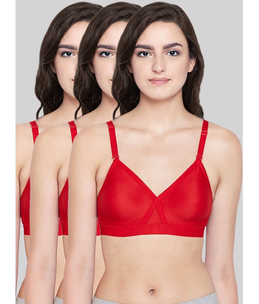     			Bodycare Red Cotton Non Padded Women's Everyday Bra ( Pack of 3 )