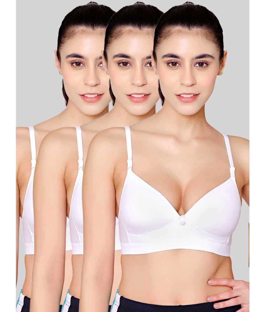     			Bodycare White Cotton Blend Heavily Padded Women's T-Shirt Bra ( Pack of 3 )