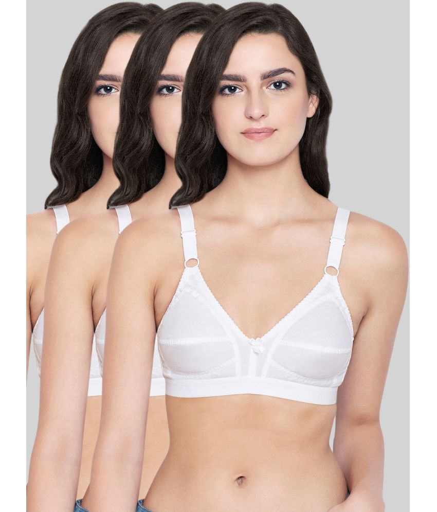     			Bodycare White Cotton Non Padded Women's Everyday Bra ( Pack of 3 )