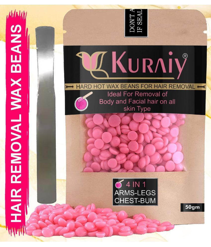     			KURAIY Hair Removal Hot Hard Body Wax Beans (50Gm) for Face, Arm, Legs, and whole Body