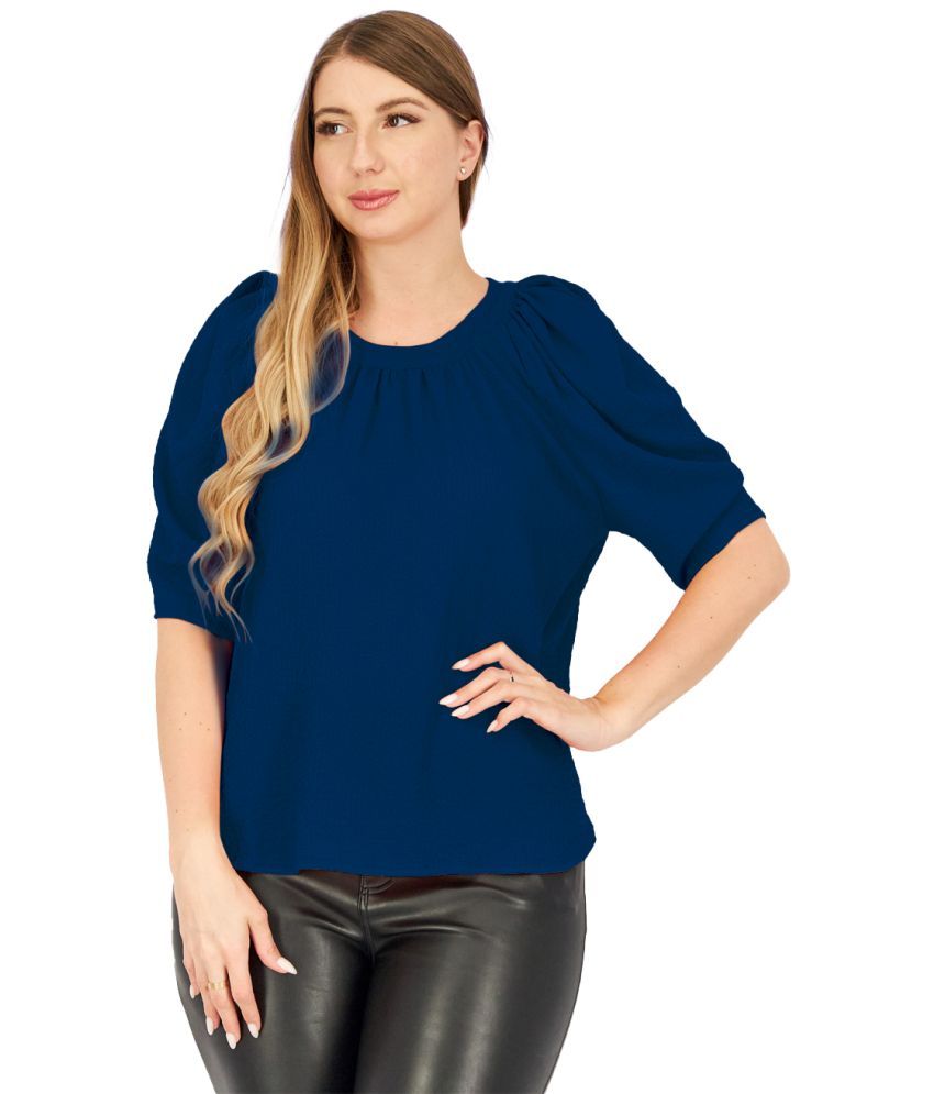     			Rad Prix Navy Blue Polyester Women's Regular Top ( Pack of 1 )