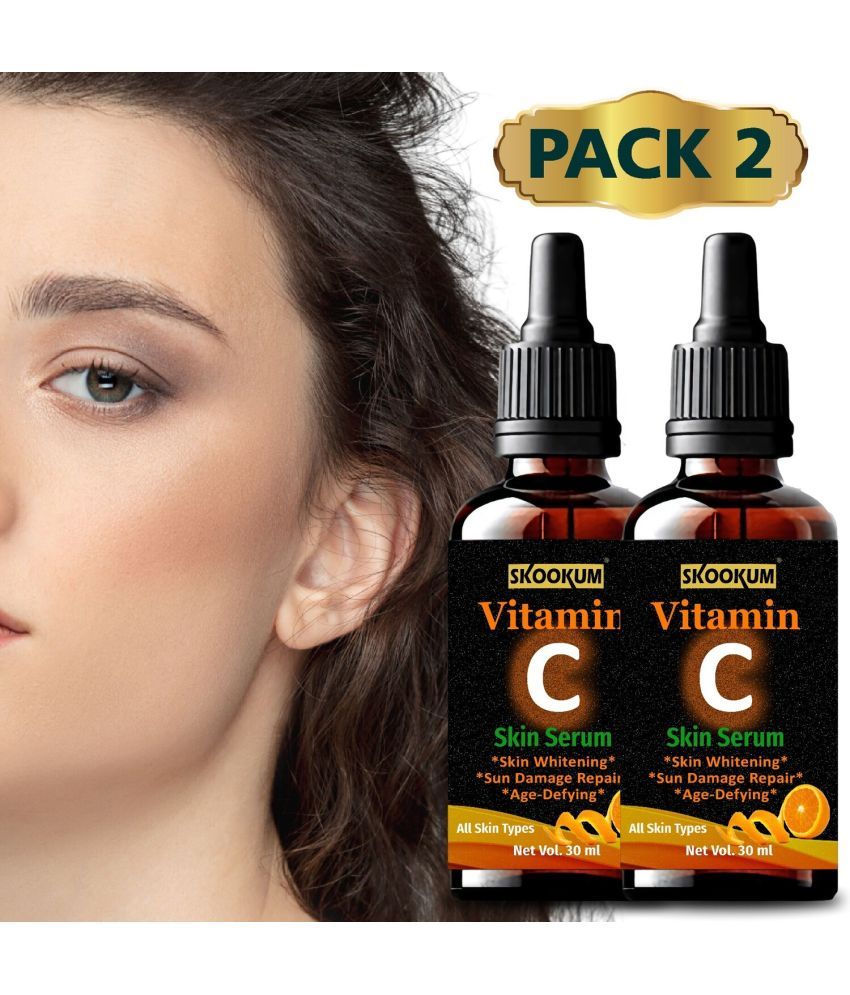     			SKOOKUM Vitamin C Face & Skin Whitening Serum, Anti-Ageing & Sun Damage Repair,30ml (Pack of 2)