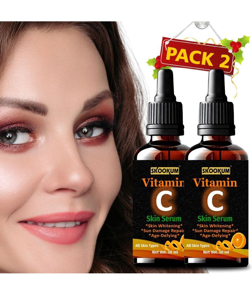     			SKOOKUM Vitamin C Face & Skin Whitening Serum, Anti-Ageing & Sun Damage Repair,30ml (Pack of 2)