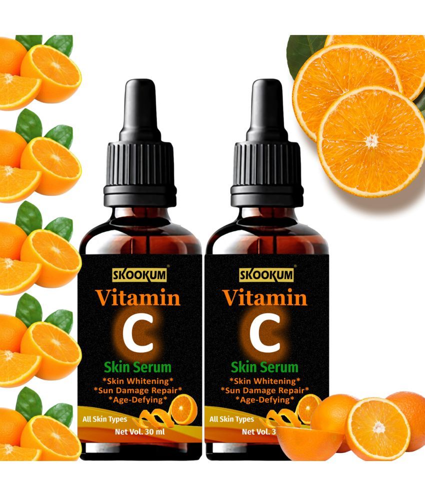     			SKOOKUM Vitamin C Face & Skin Whitening Serum, Anti-Ageing & Sun Damage Repair,30ml (Pack of 2)