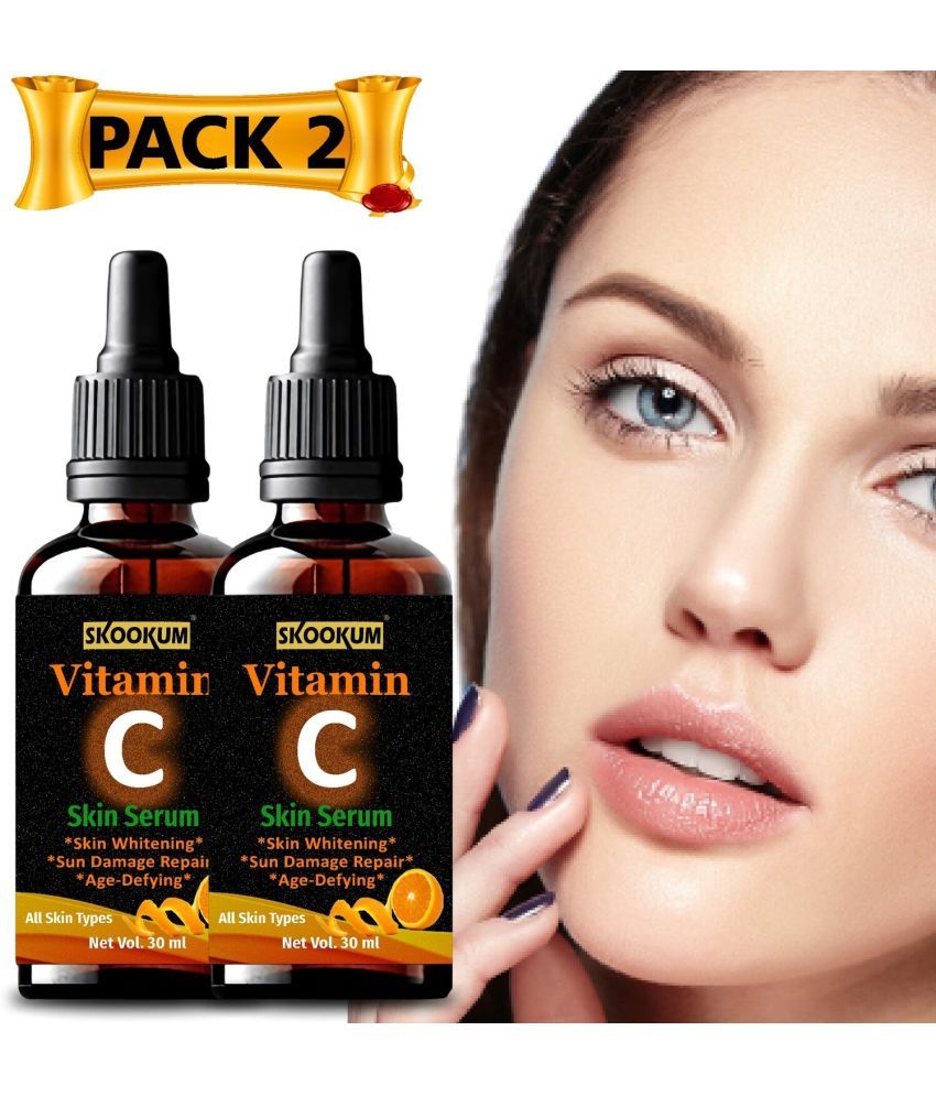     			SKOOKUM Vitamin C Face & Skin Whitening Serum, Anti-Ageing & Sun Damage Repair,30ml (Pack of 2)