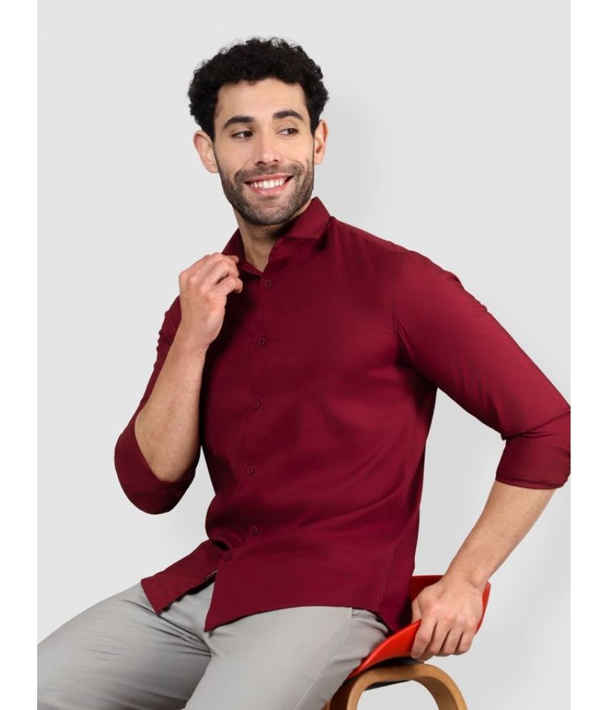     			TOROLY Cotton Blend Slim Fit Solids Full Sleeves Men's Casual Shirt - Maroon ( Pack of 1 )