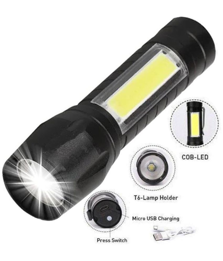     			Usb Rechargeable Mini Pocket Torch Light | Bright LED Flashlight for Camping - 5W Rechargeable Flashlight Torch ( Pack of 1 )