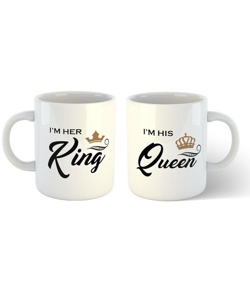     			iKraft Her King, His Queen Typography Ceramic Coffee Mug 325 mL ( Pack of 2 )