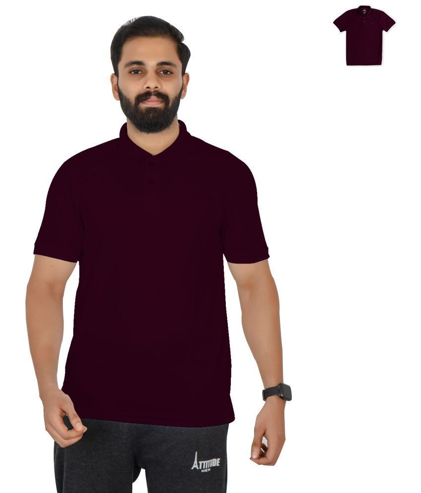     			KVJ VELOREX Polyester Regular Fit Solid Half Sleeves Men's Polo T Shirt - Maroon ( Pack of 1 )