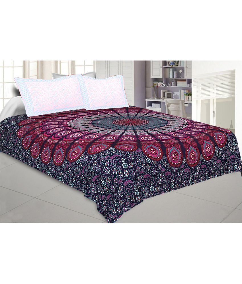     			Kargawal Cotton Solid 1 Double Bedsheet without Pillow cover - Blue