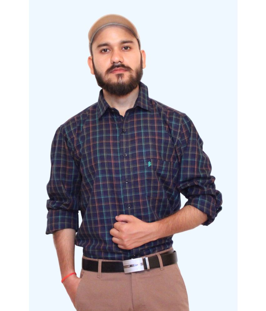     			Shubh paridhaan Cotton Blend Regular Fit Checks Full Sleeves Men's Casual Shirt - Multicolor ( Pack of 1 )