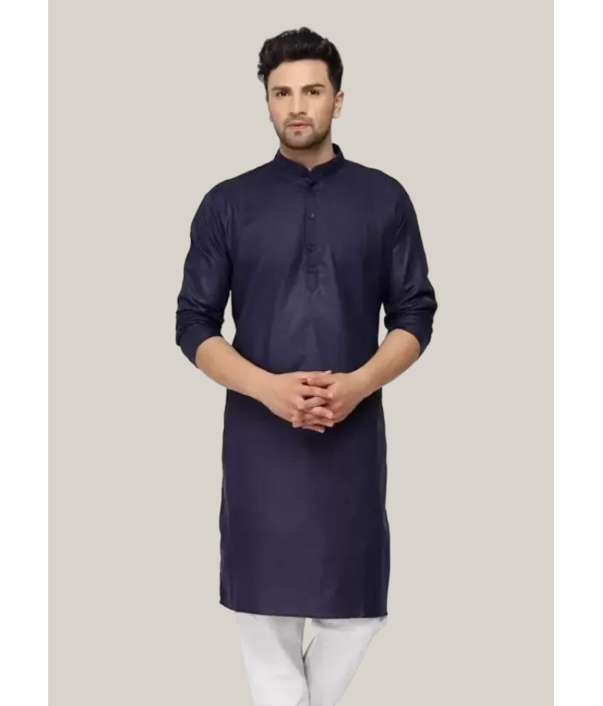     			YUG ART Navy Blue Cotton Blend Men's Regular Kurta ( Pack of 1 )