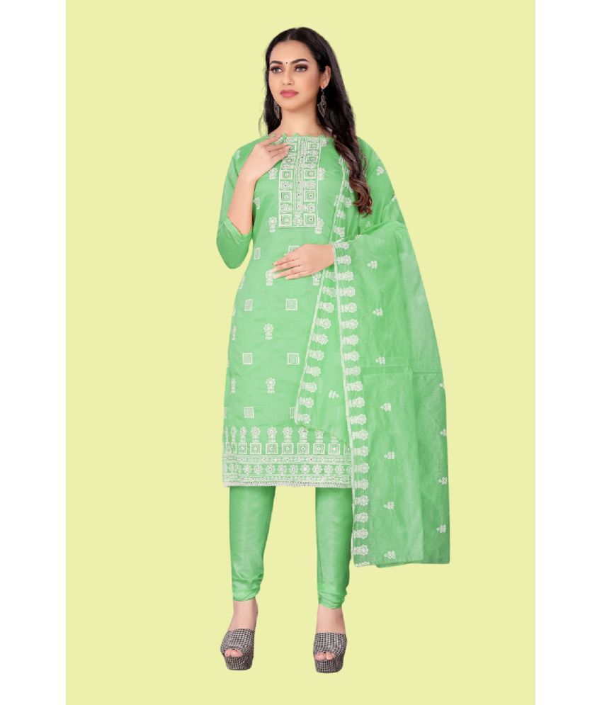     			Aika Unstitched Chanderi Embroidered Dress Material - Sea Green ( Pack of 1 )