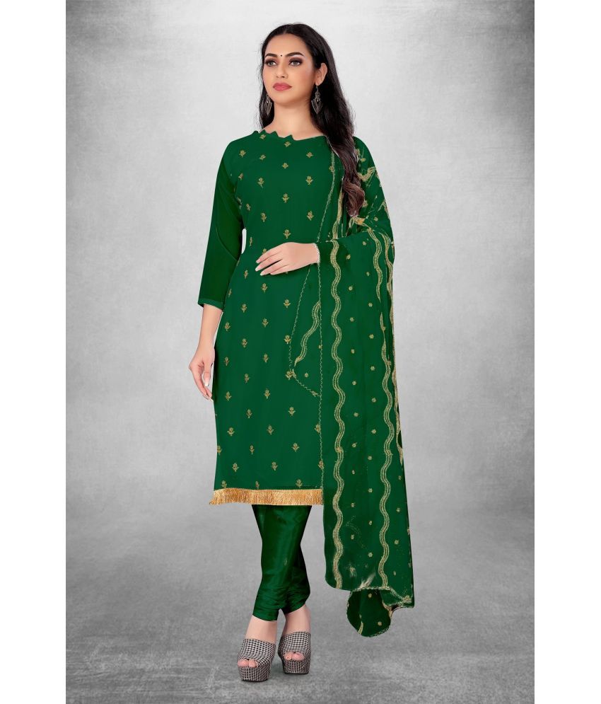     			Apnisha Unstitched Georgette Embroidered Dress Material - Green ( Pack of 1 )