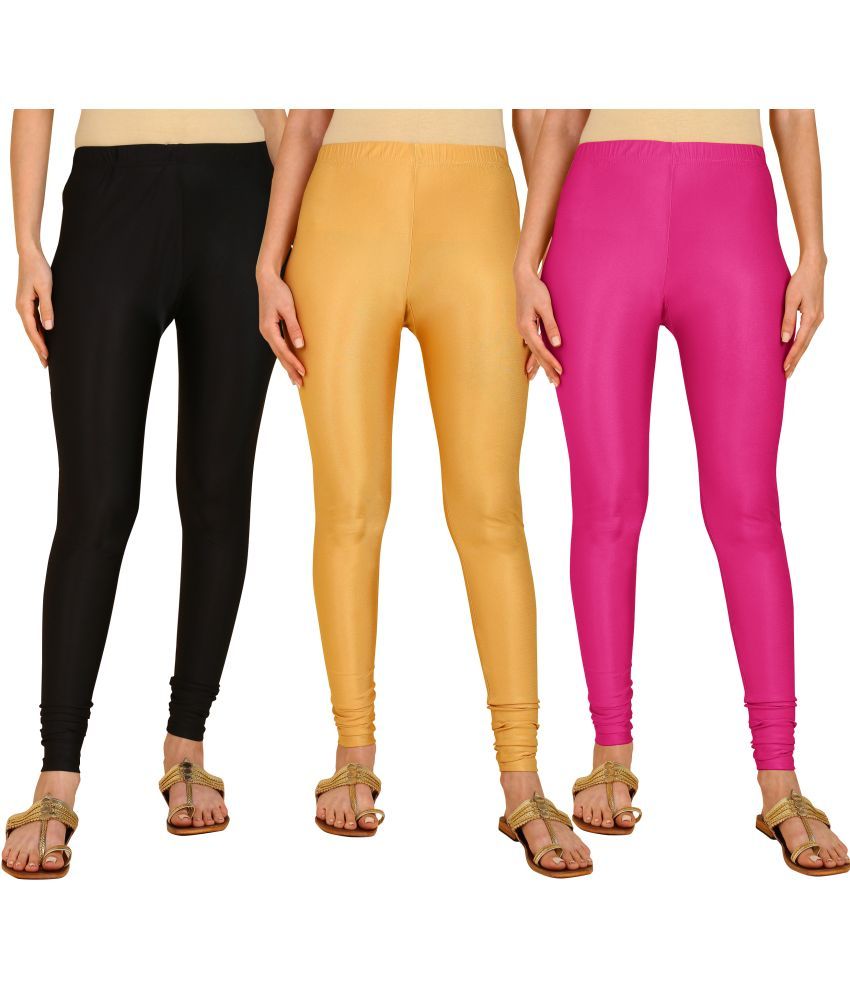     			Colorscube - Black,Magenta,Gold Lycra Women's Leggings ( Pack of 3 )