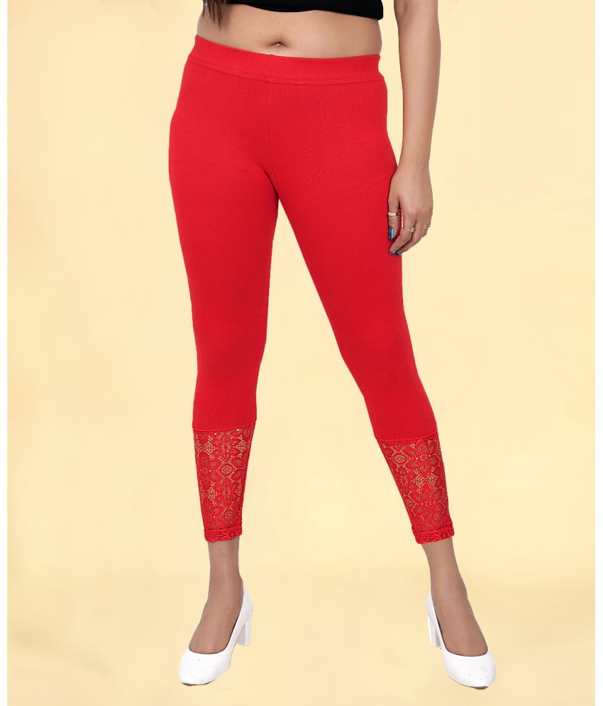     			Colorscube - Red Cotton Women's Leggings ( Pack of 1 )