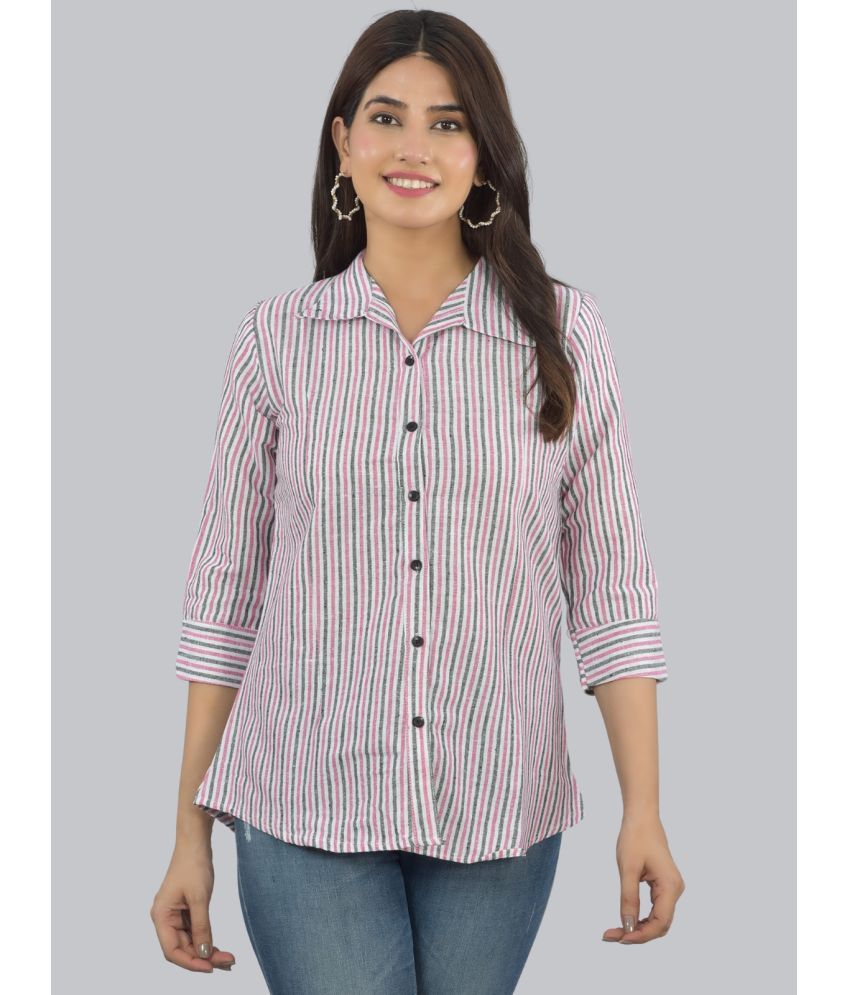     			FABISHO Pink Linen Women's Shirt Style Top ( Pack of 1 )