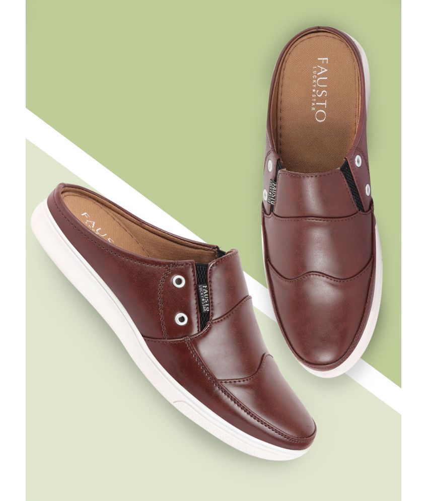     			Fausto Brown Men's Mules Shoes