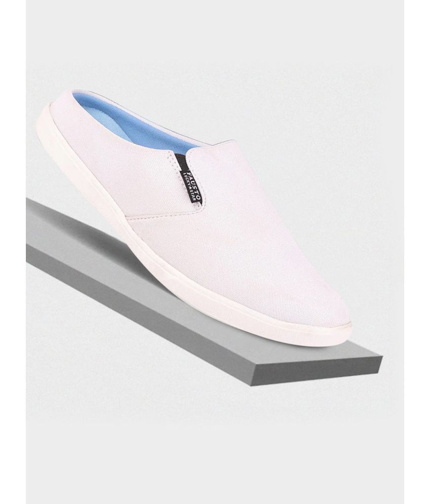     			Fausto White Men's Mules Shoes