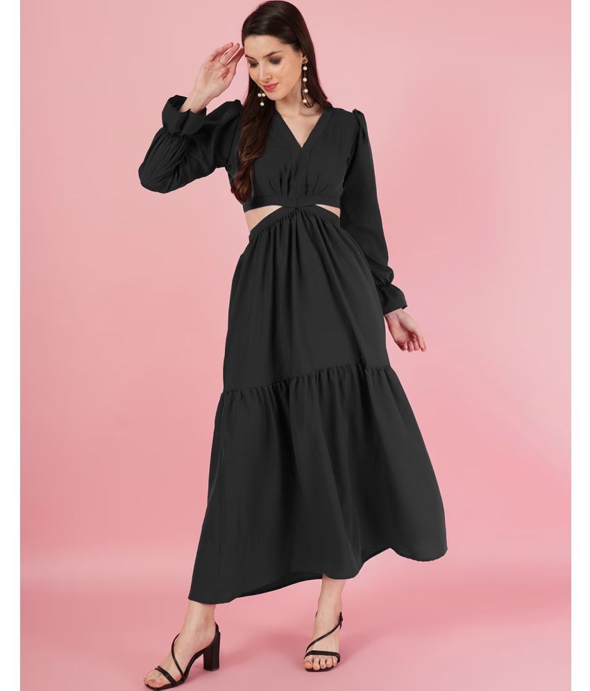     			Femvy Polyester Solid Ankle Length Women's Fit & Flare Dress - Black ( Pack of 1 )