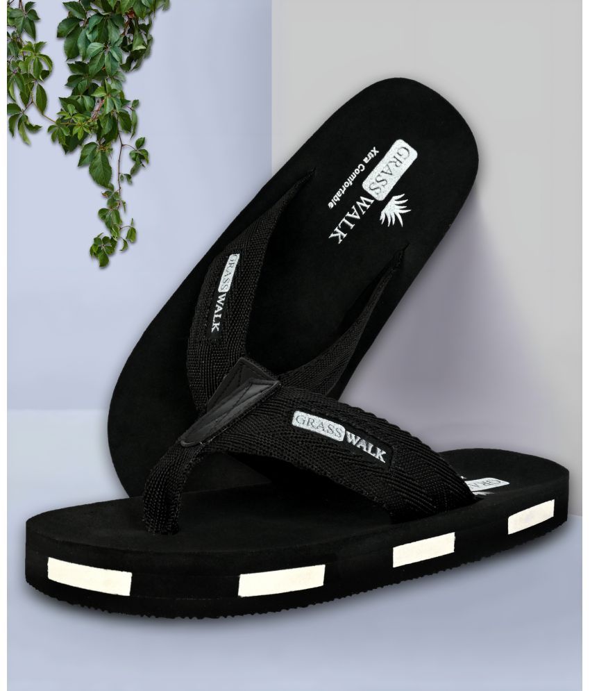     			GRASS WALK Black Men's Thong Flip Flop