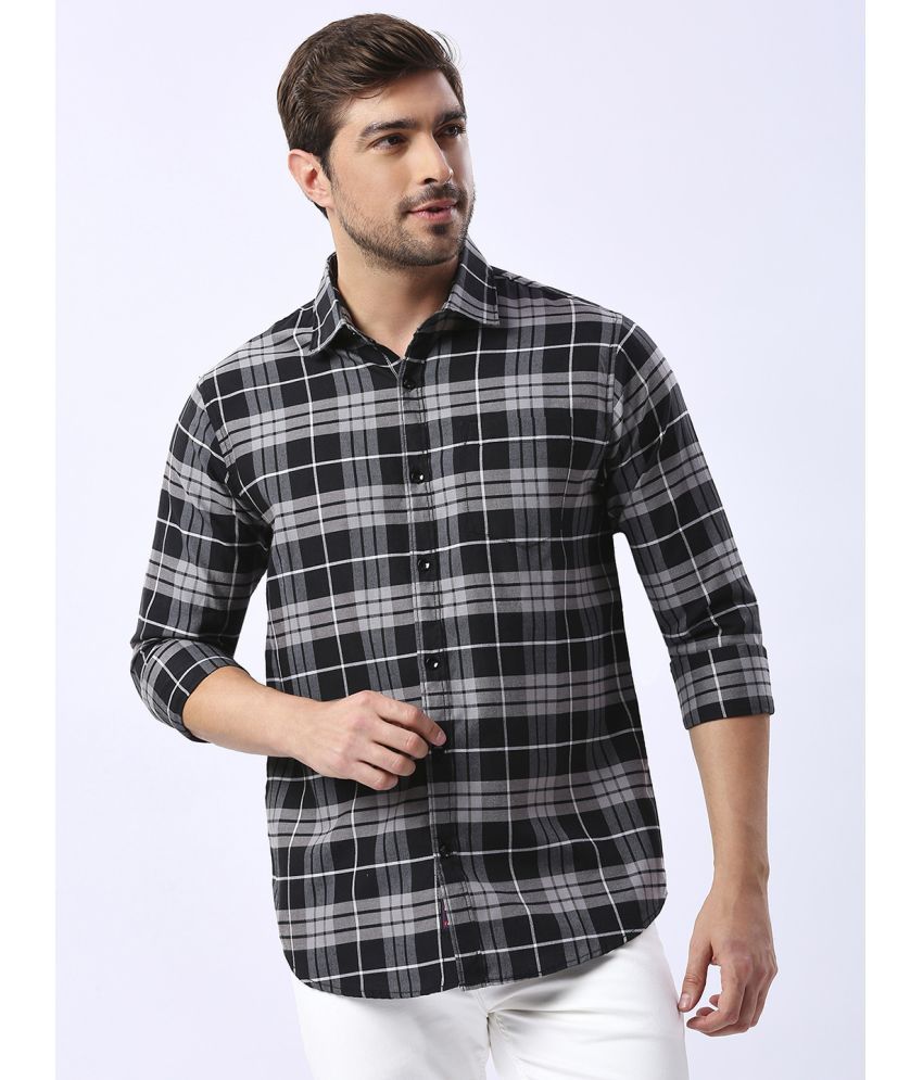     			HJ HASASI 100% Cotton Slim Fit Checks Full Sleeves Men's Casual Shirt - Black ( Pack of 1 )