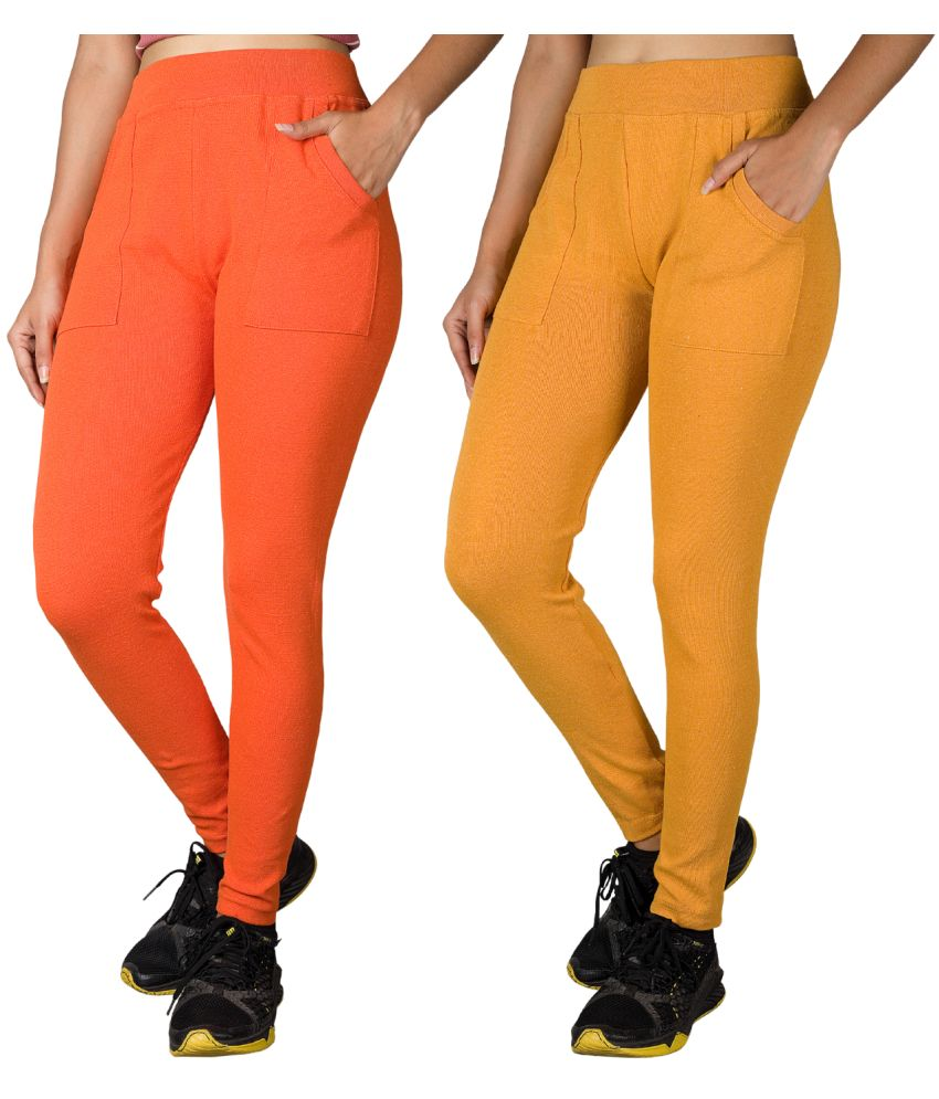     			KARARO JEGGINGS - Cotton Blend Skinny Fit Orange Women's Jeggings ( Pack of 2 )