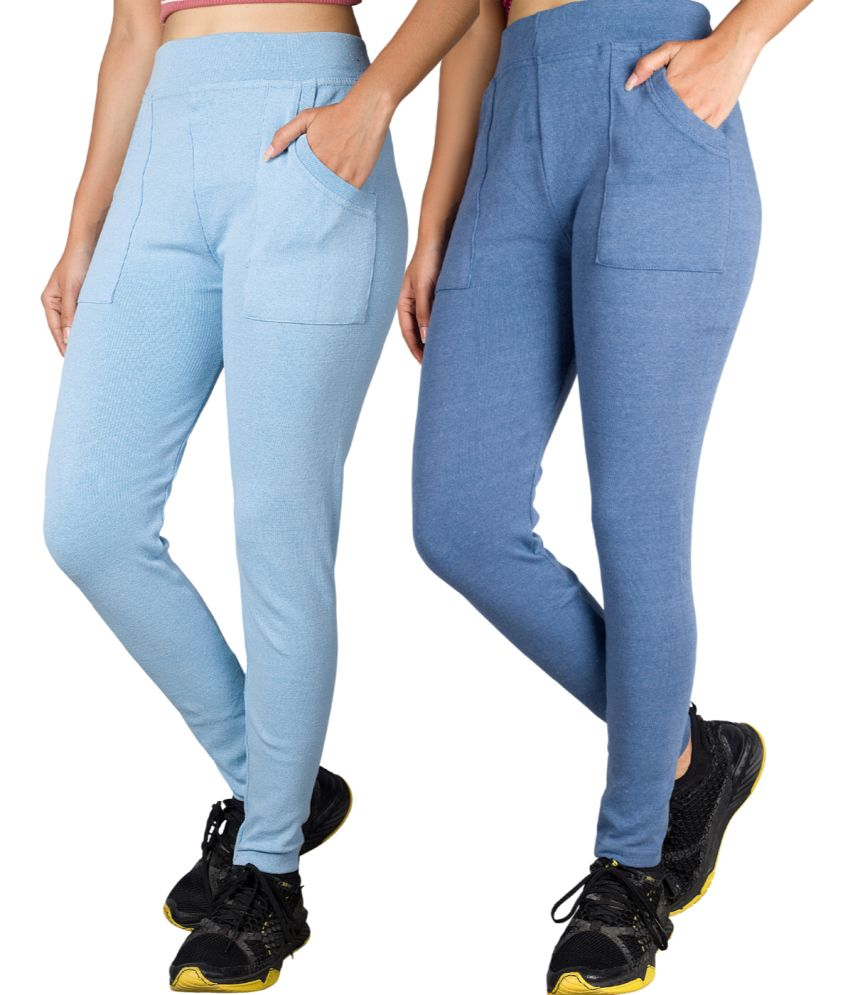     			KARARO JEGGINGS - Cotton Blend Skinny Fit Light Blue Women's Jeggings ( Pack of 2 )