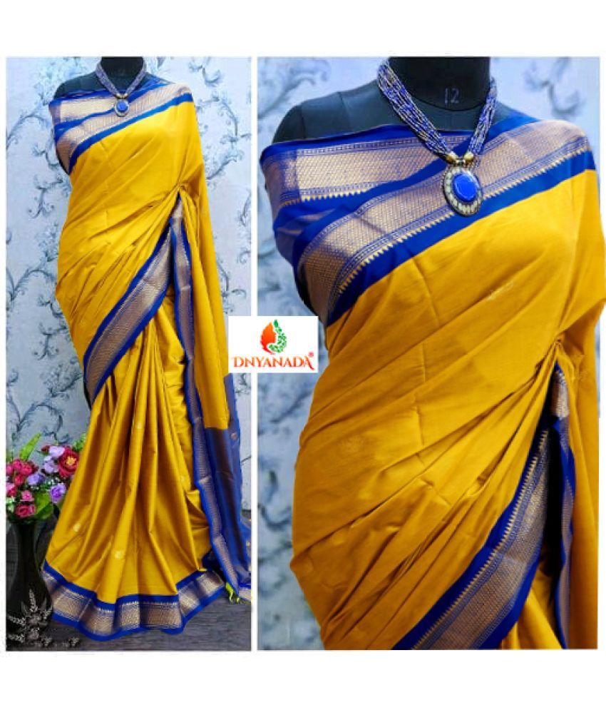     			Mysstre Cotton Silk Woven Saree With Blouse Piece - Mustard ( Pack of 1 )