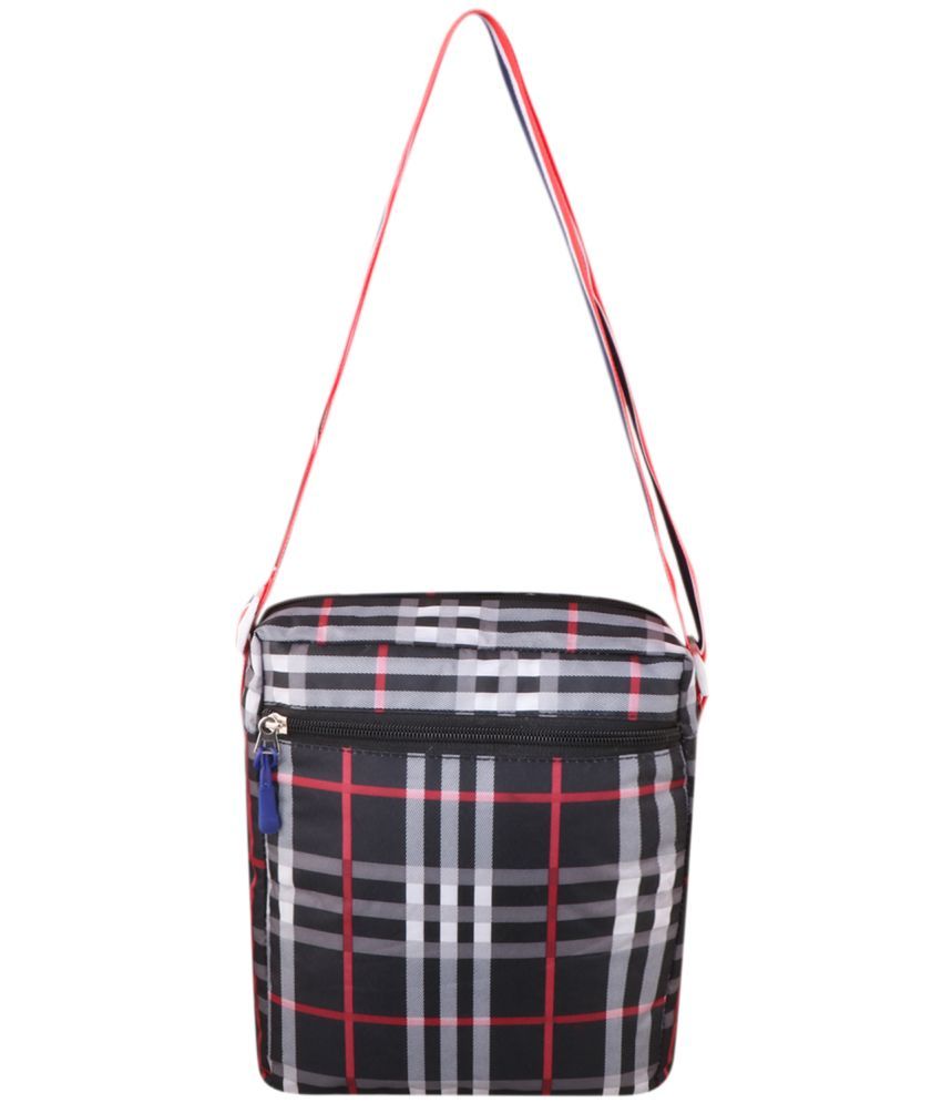     			Nice Purse Black Checked Messenger Bag