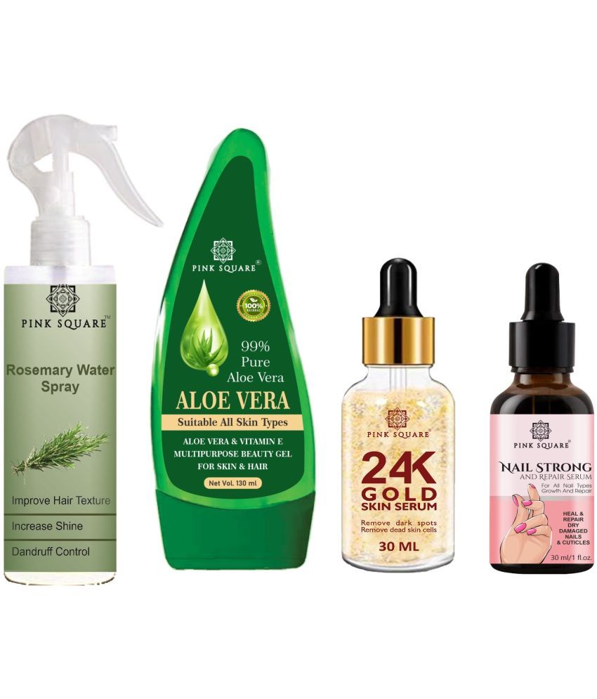     			Rosemary Water Hair Spray 100ml, Multipurpose Aloe vera Gel 130ml, 24K Gold Serum 30ml & Nail Strong Serum 30ml Combo 4