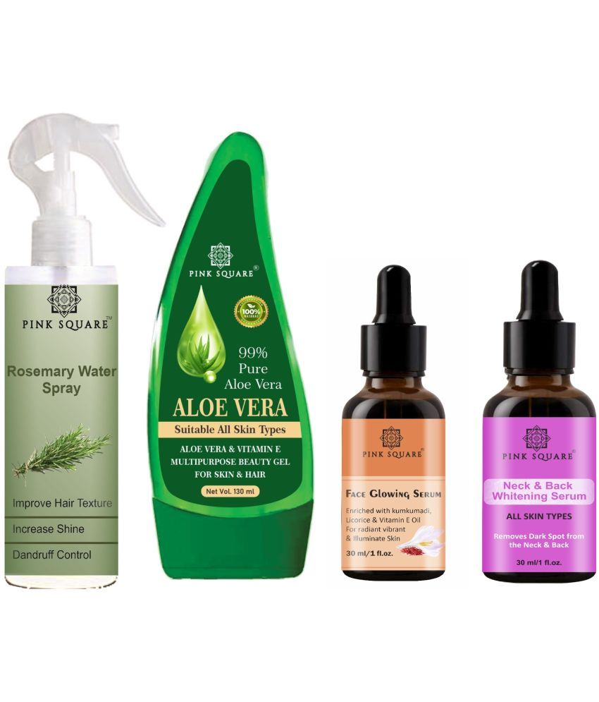     			Rosemary Water Hair Spray 100ml, Multipurpose Aloe vera Gel 130ml, Face Glowing Serum 30ml & Neck and Back Serum 30ml Combo 4