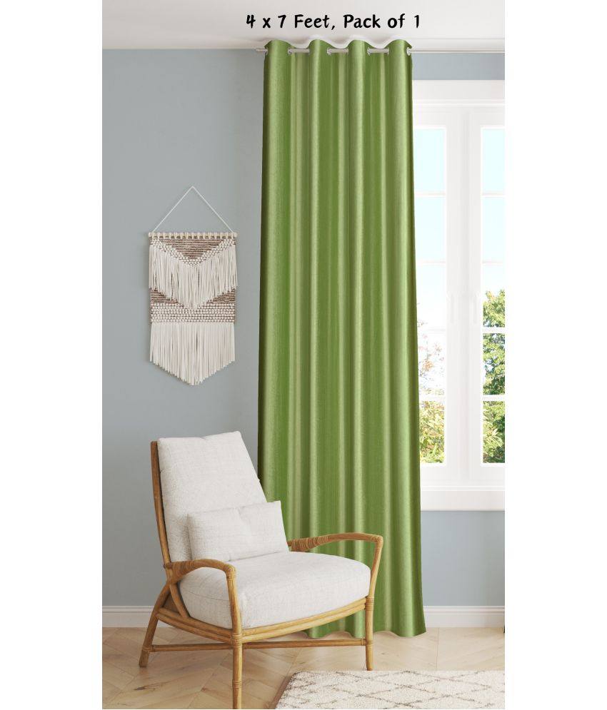     			SWIZIER Solid Semi-Transparent Eyelet Curtain 7 ft ( Pack of 1 ) - Green