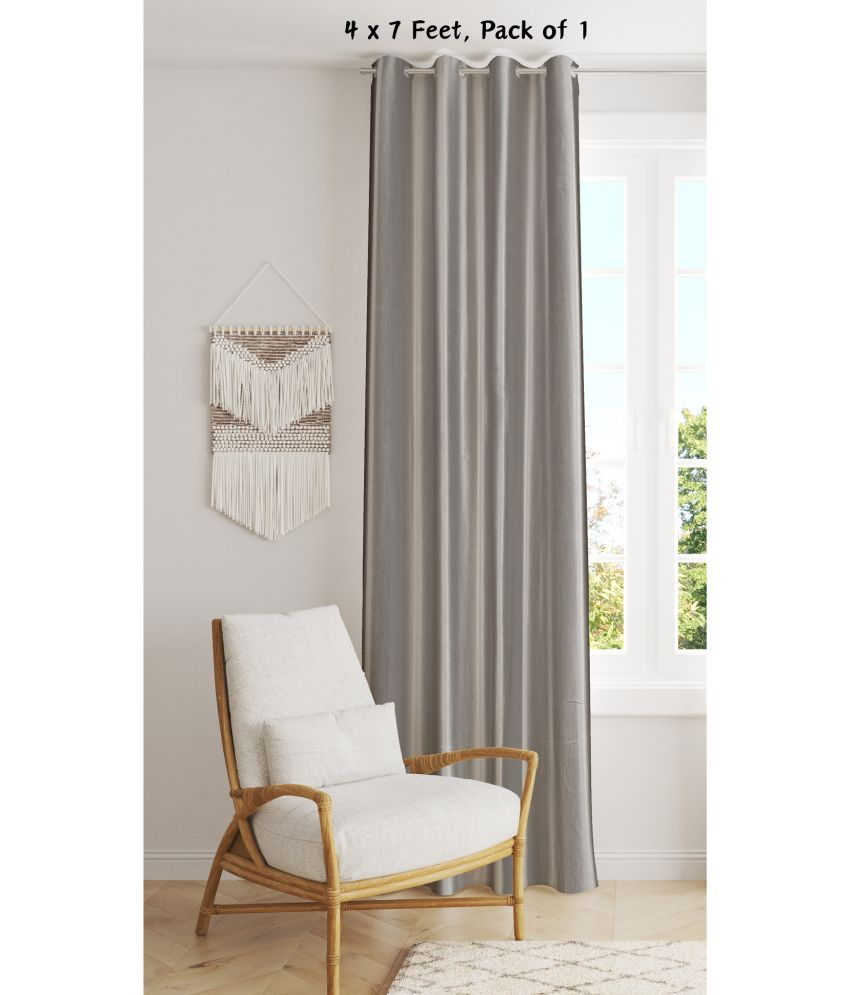     			SWIZIER Solid Semi-Transparent Eyelet Curtain 7 ft ( Pack of 1 ) - Dark Grey