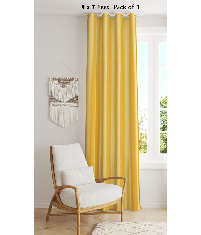     			SWIZIER Solid Semi-Transparent Eyelet Curtain 7 ft ( Pack of 1 ) - Yellow