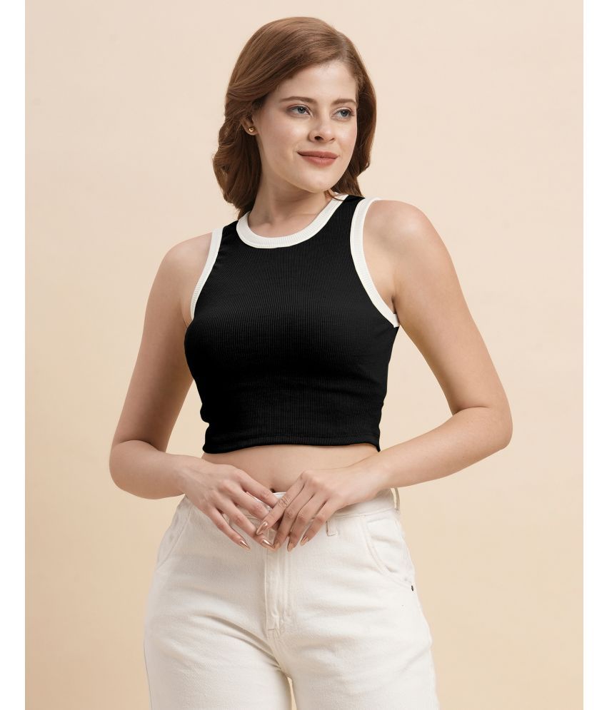     			Selvia Black Polyester Women's Crop Top ( Pack of 1 )